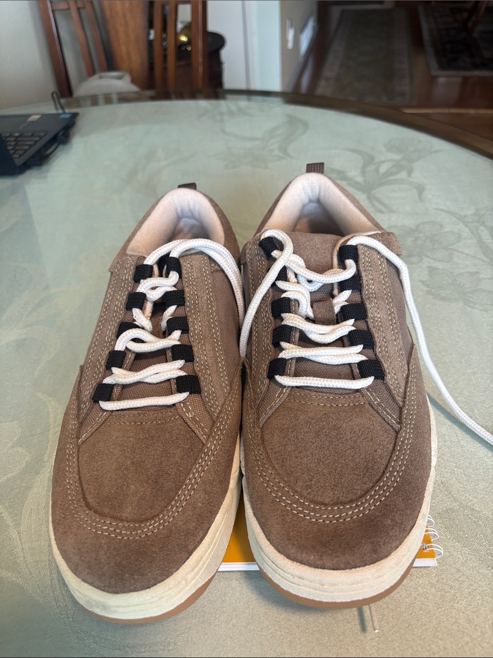 LOWER EAST SIDE Brown Suede Men's Sneakers with White Laces